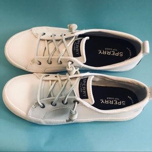 SPERRY White Leather Memory Foam Creeper Sneakers